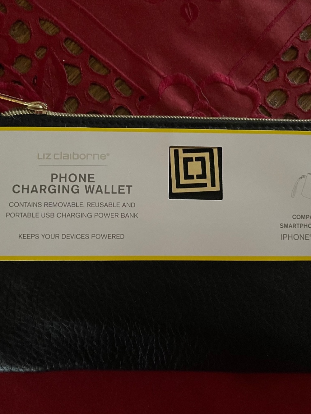 Liz Claiborne Black Phone Charging Wallet/Wristlet For iPhone & Android - NWT
